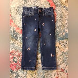 Embroidered Floral Toddler Denim Jeans